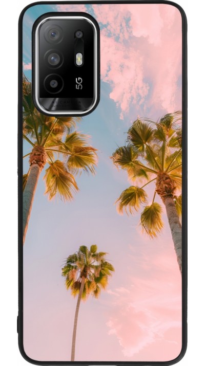 OPPO F19 Pro+ Case Hülle - Silikon schwarz Summer 2025 Palmiers