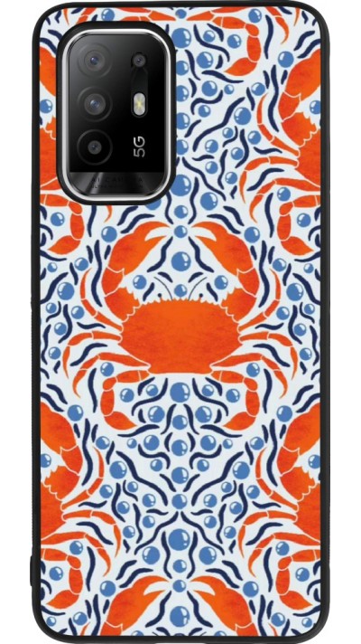 Coque OPPO F19 Pro+ - Silicone rigide noir Crabs and pearls Summer 2026
