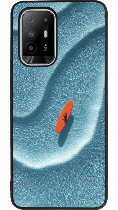 Coque OPPO F19 Pro+ - Silicone rigide noir Orange surf Summer 2026