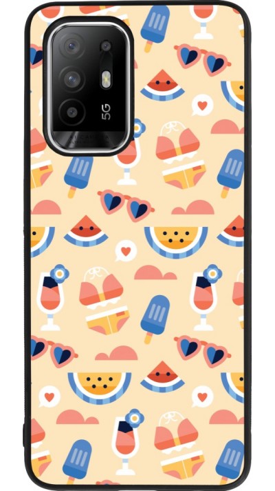 Coque OPPO F19 Pro+ - Silicone rigide noir Pattern Summer 2026
