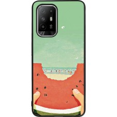 Coque OPPO F19 Pro+ - Silicone rigide noir Views through a watermelon Summer 2026