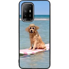Coque OPPO F19 Pro+ - Silicone rigide noir Summer Dog on Paddle