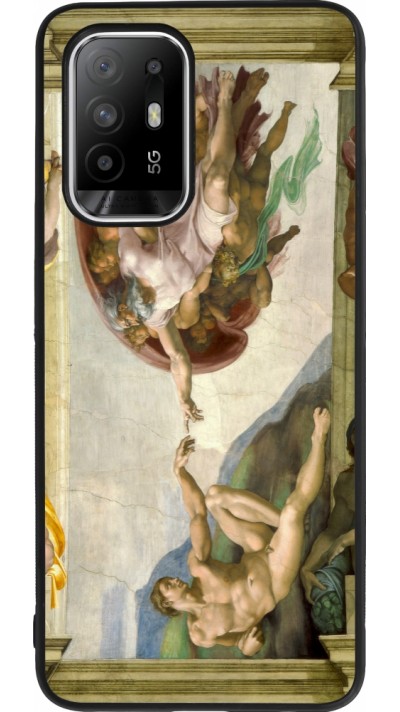 OPPO F19 Pro+ Case Hülle - Silikon schwarz Kunstbild - Die Erschaffung Adams - Michelangelo