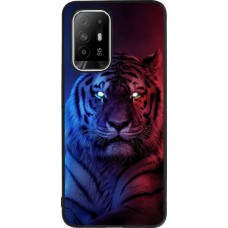 OPPO F19 Pro+ Case Hülle - Silikon schwarz Tiger Blue Red
