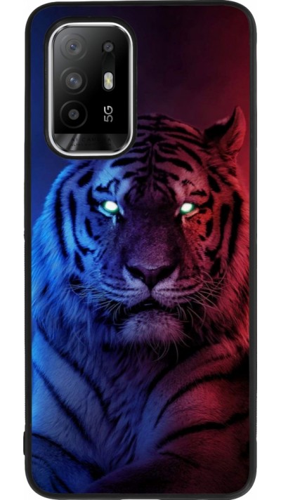 OPPO F19 Pro+ Case Hülle - Silikon schwarz Tiger Blue Red
