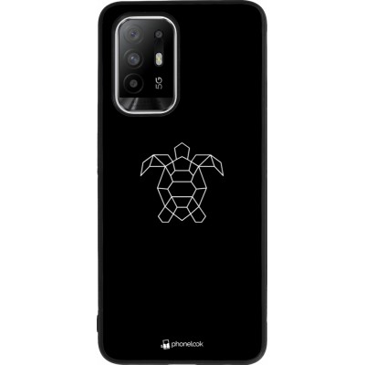 Coque OPPO F19 Pro+ - Silicone rigide noir Turtles lines on black