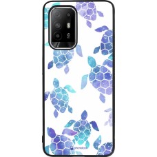 OPPO F19 Pro+ Case Hülle - Silikon schwarz Turtles pattern watercolor