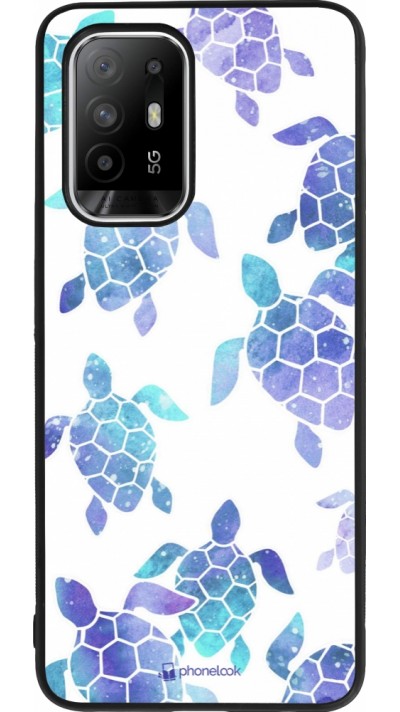 OPPO F19 Pro+ Case Hülle - Silikon schwarz Turtles pattern watercolor