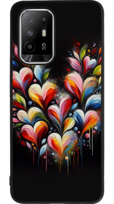 OPPO F19 Pro+ Case Hülle - Silikon schwarz Valentin 2024 Schwarzes Herz Abstrakt