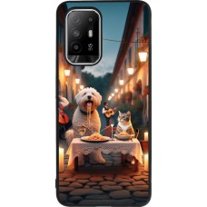 Coque OPPO F19 Pro+ - Silicone rigide noir Valentine 2024 Dog & Cat Candlelight