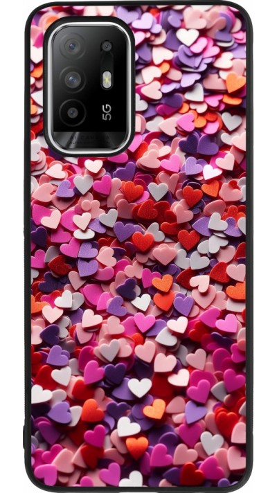 OPPO F19 Pro+ Case Hülle - Silikon schwarz Valentin 2025 Konfetti