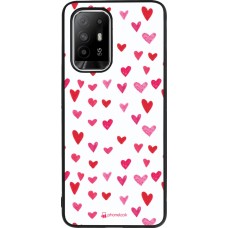 Coque OPPO F19 Pro+ - Silicone rigide noir Valentine 2022 Many pink hearts