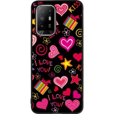 OPPO F19 Pro+ Case Hülle - Silikon schwarz Valentine 2023 love symbols
