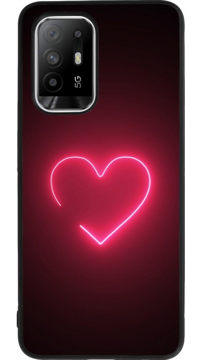 OPPO F19 Pro+ Case Hülle - Silikon schwarz Valentine 2023 single neon heart