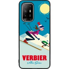 Coque OPPO F19 Pro+ - Silicone rigide noir Verbier Ski Downhill