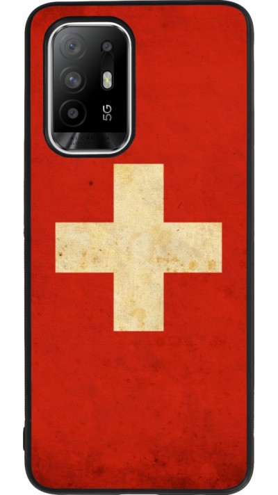 OPPO F19 Pro+ Case Hülle - Silikon schwarz Vintage Flag SWISS
