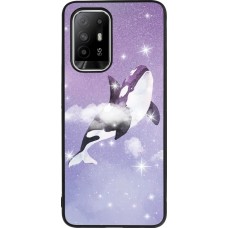 OPPO F19 Pro+ Case Hülle - Silikon schwarz Whale in sparking stars