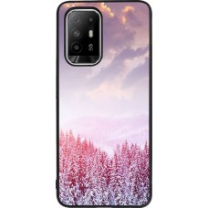 OPPO F19 Pro+ Case Hülle - Silikon schwarz Winter 22 Pink Forest