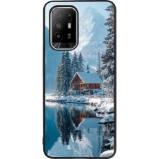OPPO F19 Pro+ Case Hülle - Silikon schwarz Winter 25 Winter house forest day