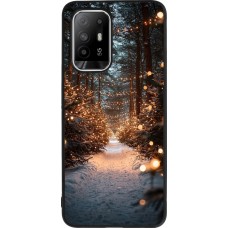 Coque OPPO F19 Pro+ - Silicone rigide noir Winter 25 Winter snowy road