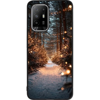 Coque OPPO F19 Pro+ - Silicone rigide noir Winter 25 Winter snowy road