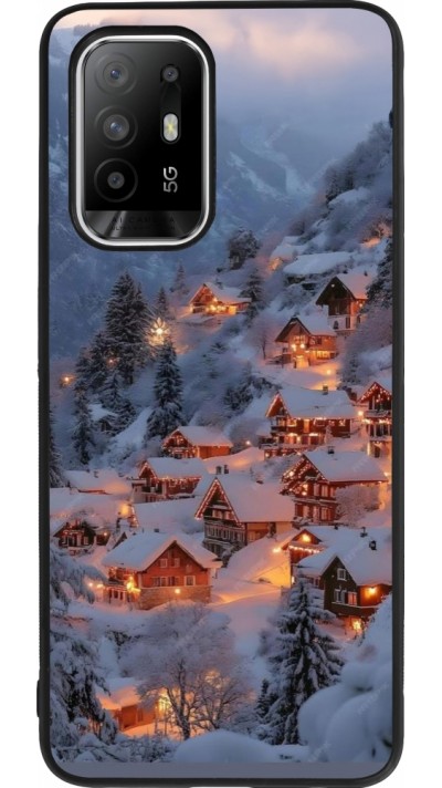 OPPO F19 Pro+ Case Hülle - Silikon schwarz Winter 25 Winter snowy village