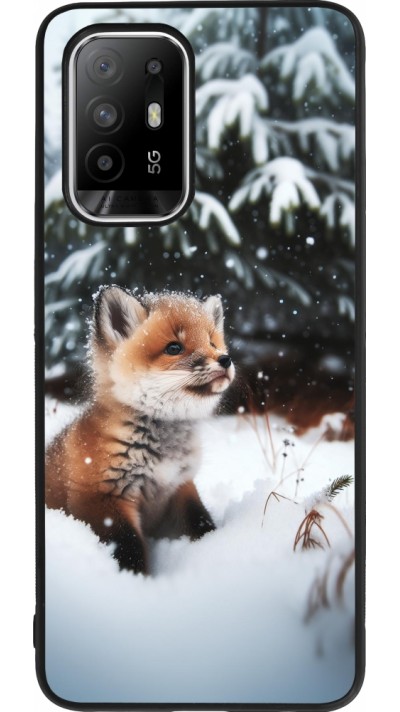 OPPO F19 Pro+ Case Hülle - Silikon schwarz Weihnachten 2023 Fuechslein Tanne
