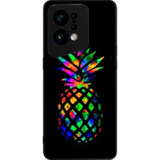 OPPO Find X5 Case Hülle - Silikon schwarz Ananas Multi-colors