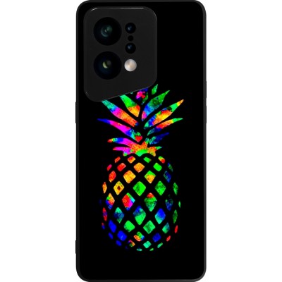 OPPO Find X5 Case Hülle - Silikon schwarz Ananas Multi-colors