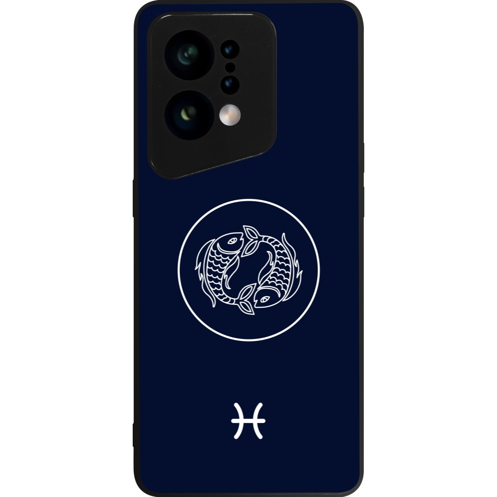 Coque OPPO Find X5 - Silicone rigide noir Astrologie Poissons