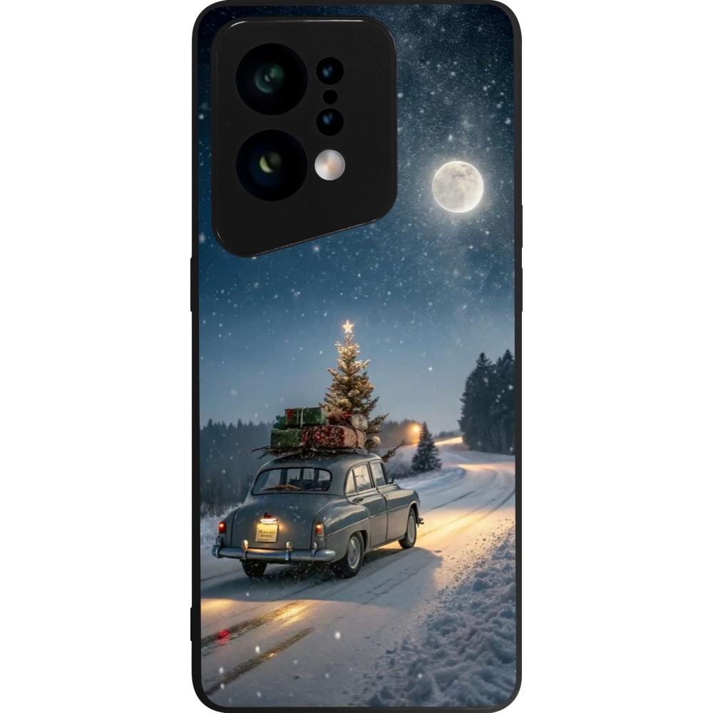 Coque OPPO Find X5 - Silicone rigide noir Christmas 25 Car with Tree Xmas