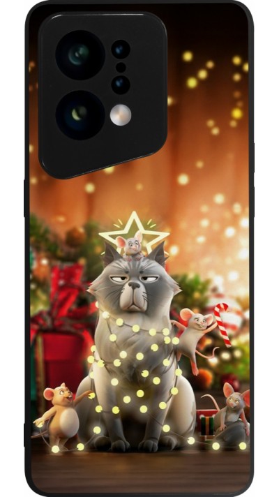 Coque OPPO Find X5 - Silicone rigide noir Christmas 25 Xmas Cat