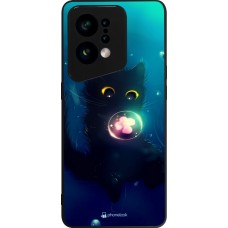 Coque OPPO Find X5 - Silicone rigide noir Cute Cat Bubble