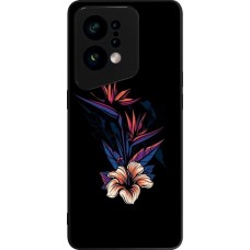 OPPO Find X5 Case Hülle - Silikon schwarz Dark Flowers