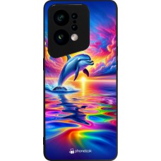 OPPO Find X5 Case Hülle - Silikon schwarz Glücklicher Regenbogen-Delfin