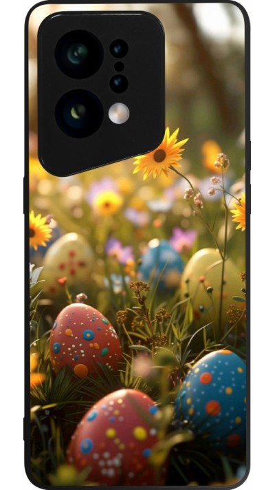 Coque OPPO Find X5 - Silicone rigide noir Easter 2026 Decorated eggs