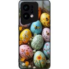 Coque OPPO Find X5 - Silicone rigide noir Easter 2026 Eggs with bees