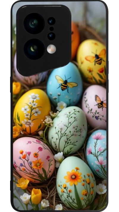 Coque OPPO Find X5 - Silicone rigide noir Easter 2026 Eggs with bees