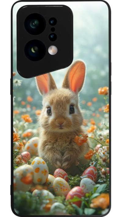 Coque OPPO Find X5 - Silicone rigide noir Easter 2026 Rabbit in the garden
