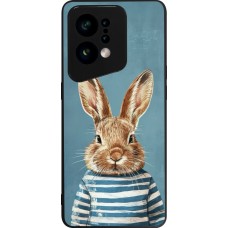 Coque OPPO Find X5 - Silicone rigide noir Easter 2026 Rabbit navy