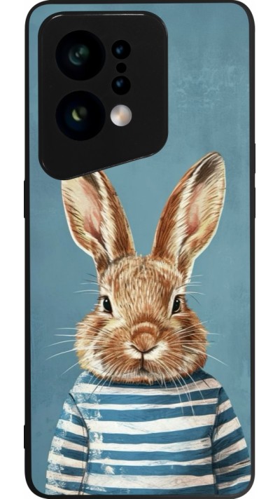 Coque OPPO Find X5 - Silicone rigide noir Easter 2026 Rabbit navy