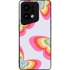 Coque OPPO Find X5 - Silicone rigide noir Easter 2024 rainbow butterflies