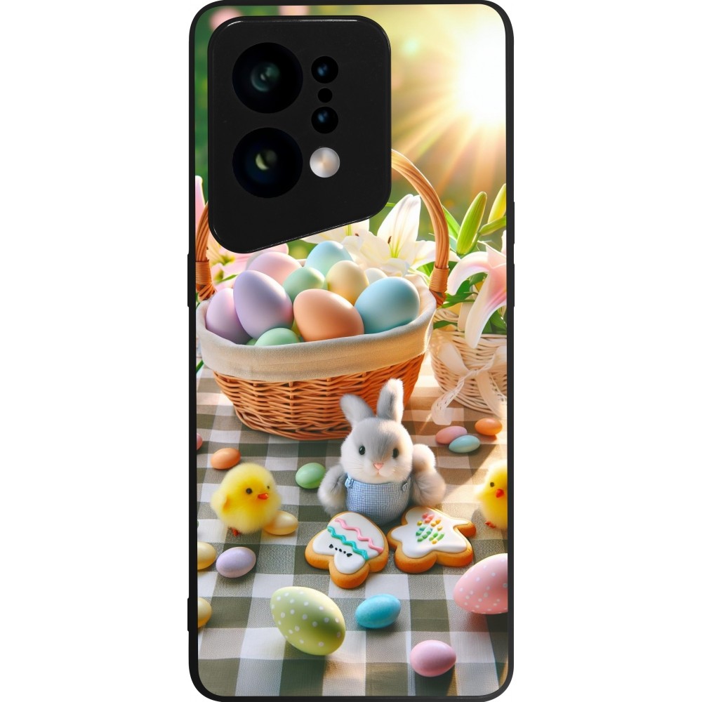 Coque OPPO Find X5 - Silicone rigide noir Easter 2025 Panier Pâques