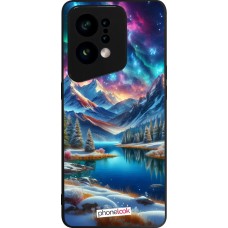 OPPO Find X5 Case Hülle - Silikon schwarz Fantasiebergsee Himmel Sterne