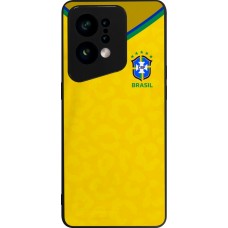 Coque OPPO Find X5 - Silicone rigide noir Maillot de football Brésil 2022 personnalisable