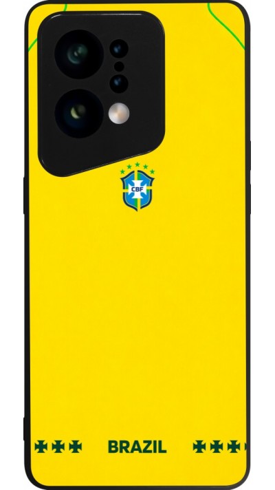 Coque OPPO Find X5 - Silicone rigide noir Maillot de football Bresil 2026 personnalisable