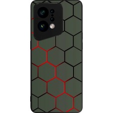 Coque OPPO Find X5 - Silicone rigide noir Geometric Line red