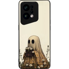 Coque OPPO Find X5 - Silicone rigide noir Halloween 2025 Ghost gardener