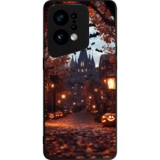 Coque OPPO Find X5 - Silicone rigide noir Halloween 2025 Haunted house