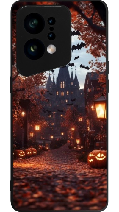 Coque OPPO Find X5 - Silicone rigide noir Halloween 2025 Haunted house